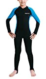 Hisea Kinder Neoprenanzug Unisex Tauchanzug Langarm Badeanzug Weisuit UV Schutz Tauchanzug Schwimmanzug Einteiler für Wassersport-Blau-7-8 Jahre Alt