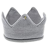 Hunpta Neue süße Baby jungen Mädchen Krone Strick Stirnband Hut, Grau, 43cm