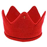 Hunpta @ Neue süße Baby Jungen Mädchen Krone Strick Stirnband Hut (Rot)