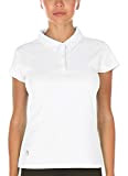 icyzone Damen Poloshirt Kurzarm Golf Polohemd Atmungsaktiv Sport Tennis T-Shirt (L, Weiß)