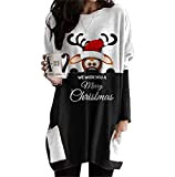 JCMoniDun Christmas Shirts Dress for Women Long Sleeve Pullover Tops Sweatshirt Cute Cartoon Graphic Oversized Blouses,Black,2XL