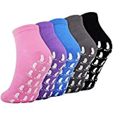 Jeasona 5 Paare Stoppersocken Damen Bunt Baumwolle ABS Socken Damen Yoga Socken Rutschfest Damen Antirutschsocken Damen socken für Yoga/ Pilates/ ...
