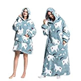 JULGIRL Übergroße tragbare Decke für Damen und Herren Sherpa-Fleece, Dicker Warmer Kapuzenpullover mit Riesentasche, super gemütlicher Riesen-Decken-Hoodie für Erwachsene, Männer, ...