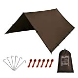 KALINCO Zeltplane Tarp für Hängematte Regenschutz Sonnensegel für Ourdoor Camping Wasserdicht Anti-UV (Braun 3X3M)