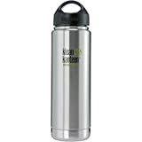 Klean Kanteen Wide Vacuum Insulated mit Edelstahl Loop Cap Trinkflasche, Brushed Stainless, One Size
