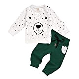 Kleinkind Kleidung Set Kinder Baby Jungen Kinderbekleidung Hoodie Cartoon Bär Sweatshirt Tops + Hosen Outfits Set, Weiß, 1-2 Jahre