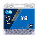 KMC Unisex – Erwachsene Grey X9 9-Fach Kette 1/2" x11/128, 114 Glieder, grau