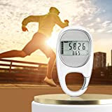 Konesky Tragbar Digitaler Schrittzähler, 3D Sportkarabiner Clip On Step Kalorienzähler Verfolgen Schritte, Kalorienverbrauch, Mini Elektronischer Fitness Tracker für Gehen Laufen ...