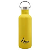 Laken Basic Edelstahlflasche, Trinkflasche Weite Öffnung mit Edelstah Schraubverschluss, BPA frei 1L, Gelb