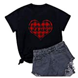 Langarmshirt Damen Locker Damen O-Neck Cute Love Heart Print Causal All- Kurzarm T-Shirt Tops für Liebhaber