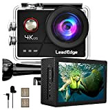 LeadEdge Action Cam Weitwinkel LCD 4K/30FPS 1080P/60FPS 20MP Wasserdichtes Anti-Shake EIS Externes Mikrofon WiFi 2.4G Fernbedienung Action Kamera mit komplettem ...