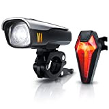 LED Akku Fahrradbeleuchtung Set StVZO - Fahrradlampen-Set - Vorderlicht und Rücklicht - zugelassen nach StVZO - Schnellbefestigung - Befestigungs-Clip - ...