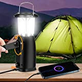 LED Campinglampe, Campinglampe Solar Kurbellampe USB Wiederaufladbare Handlicht| Dynamo Camping Laterne mit Zwei Helligkeitsmodi für Angeln Outdoor, Stromausfällen, Wandern, Notfall