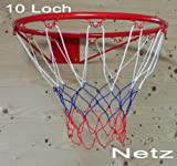 LHS Basketballkorb Basketball Korb Netz Ersatznetz Ballnetz 10 Loch, weiß blau rot