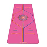 Liforme Bedruckte Yogamatten-Kollektion – patentiertes Ausrichtungssystem, rutschfest, umweltfreundlich, biologisch abbaubar, schweißbeständig, lang, breit und dick für Komfort – Dankbarer Pink