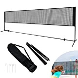 LZQ 5m Badminton Netz Volleyballnetz Outdoor Tennisnetz Set Mobiles Federball Netz für Garten, Trainingsnetz Set aus Stabilem Eisen-Gestell und Transporttasche, ...
