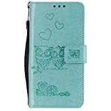 Miagon für Samsung Galaxy A30S Hülle,Geprägt Eule Blumen Herz Muster Pu Leder Ständer Flip Schutzhülle Tasche Brieftasche Etui mit Magnetverschluss ...