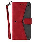 Miagon Niet Spleißen Schutzhülle für Samsung Galaxy S21,PU Leder Flip Brieftasche Klapphülle Case Cover Tasche mit Ständer Kartenfach Magnetisch,Rot