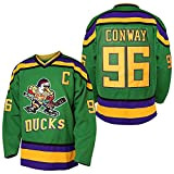 Mighty Ducks Trikot #96 Charlie Conway #99 Adam Banks #33 Greg Goldberg #66 Gordon Bombay Movie Hockey Trikot Weiß Grün, ...