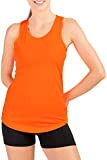 Mivaro Damen Sport Tank Top Basic Sport-Shirt für Fitness schnell trocknend, Größe:S, Farbe:Orange