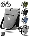 MIVELO Fahrradtasche für Gepäckträger - 3in1 Gepäckträgertasche Rucksack Umhängetasche - 100% wasserdicht und PVC-frei - mit herausnehmbarer Laptoptasche (25L) grau