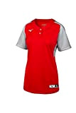 Mizuno Damen Aerolite 2-Button Softball Jersey, Red-Grey, Small