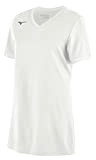 Mizuno Damen Aerolite Softball Jersey V-Ausschnitt Hemd, Weiß, Medium