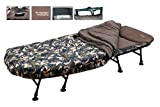 MK-Angelsport 8 Bein Angelliege mit Schlafsack Bedchair Camo Sleeping System Karpfenliege Liege Gartenliege Schlafsack Angeln