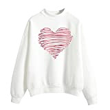 MKIUHNJ Sweater Vintage Kapuzenpullover mit Rundhalsausschnitt für Damen Love Printed Valentine's Day Hoodies für Liebhaber