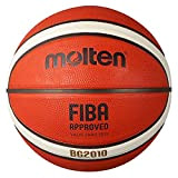 Molten BG2010 Basketball, Indoor/Outdoor, FIBA genehmigt, Premium-Gummi, tiefer Kanal, Größe 5, orange/elfenbeinfarben, geeignet für Jungen im Alter von 7, 8, ...