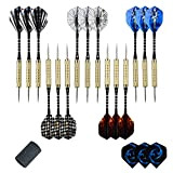 moonlux 15 Stück Steel Darts Pfeile Set, Steeldarts Dart Pfeile mit Metallspitze, Aluminium Schaft, 3 Stück Ersatzflights, 18g, mit Point ...