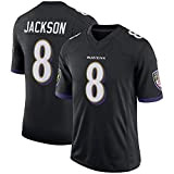 NFL Football Jersey Ravens 8# Jackson Fan Version Exquisite Embroidered Team Logo Sports Short Sleeve Comfortable Breathable T-Shirt S-XXXL