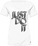 Nike Damen Leg JDI Vneck Tee Fitness T-Shirt, Weiß/Schwarz, M