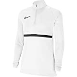 Nike Damen Women's Academy 21 Drill Top, White/Black/Black/Black, CV2653-100, M