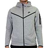 Nike Herren Tech Full Zip Sweatshirt, Dk Grey Heather/Black, L