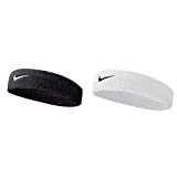 Nike Unisex Erwachsene Swoosh Headband/Stirnband, Schwarz (Black/White), Einheitsgröße & Unisex Erwachsene Swoosh Headband/Stirnband, Weiß (White/Black), Einheitsgröße