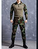 NoGa Tarnkleidungsset bestehend aus Jacke und Hose, mit Camouflage-Muster, Militär-Stil, weich, atmungsaktiv, verschleißfest, Woodland Camouflage, xl