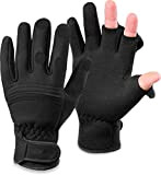 normani Wasser- und Winddichte Angel Handschuhe Winterhandschuhe Fishingsports Anglerhandschuhe 2,5 mm Titanium-Neopren Farbe Schwarz/Schwarz Größe XL