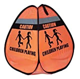 Novus Children at Play Weighted Pop Up Orange Safety Cone Sign With Reflective Tape (1 Pack)