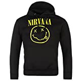 Offizielle Nirvana-Smiley-Pullover Hooded Sweatshirt Gr. Größe L, Schwarz - Schwarz