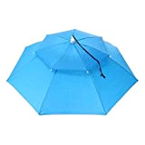 Ofgcfbvxd Uv Schutz Hut Faltbare Double-Layer-Sonnenschutz Angeln Regenschirm-Hut im Freien kampierende wandernde Golfschirm Kopfbedeckung Cap (Farbe : Blau, Größe : ...