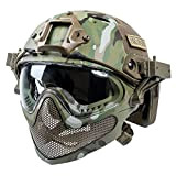 OneTigris Taktischer Helm mit Stahlmaske und Schutzbrille All-In-One Integrierter Schneller Helm für Softair Paintball Airsoft | ANSI Z87.1 konform | ...