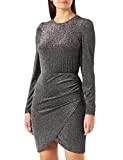 ONLY Women's ONLRICH L/S Glitter Dress JRS Etuikleid, Black/Detail:Silver metallic, S