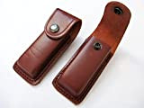 ONOGAL 4420 Taschenmesseretui aus Leder, mit Druckknopfverschluss und Befestigungssystem für den Gürtel, braun