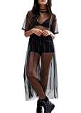 ORANDESIGNE Damen Mode Streetwear Transparent Kleid Party Clubwear Unterkleid Bikini Cover up C Schwarz S