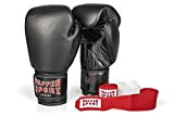PAFFEN SPORT «Advanced» Box-Bundle, «KIBO Fight» Boxhandschuhe, schwarz, 14UZ; «Allround» Bandage rot, 3,5 m; «Allround» Zahnschutz, transparent, ohne Mint