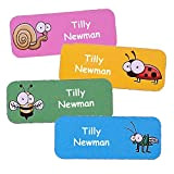 Personalisierte Namensaufkleber für Kinder | Selbstklebende personalisierte Sticker mit Insekten-Motiv (40)