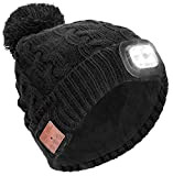 Powcan Wintermütze mit Licht Wireless Bluetooth 5.0 Music Mütze 4 LED Hut USB aufladbare Caps für Männer Frauen warme Strickmütze