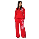 PRINCESS OF ASIA Asien Damen Frauen Yoga Trainingsanzug,Tai Chi, Hausanzug & Meditations Anzug Baumwolle Rot M