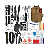 QMMD Survival Kit,überlebenspaket,Notfall Ausrüstung,Survival Militär Ausrüstung mit IFAK Molle und Klappmesser,Klappmesser,Outdoor Ausrüstung für Camping,Wandern im Freien,Khaki